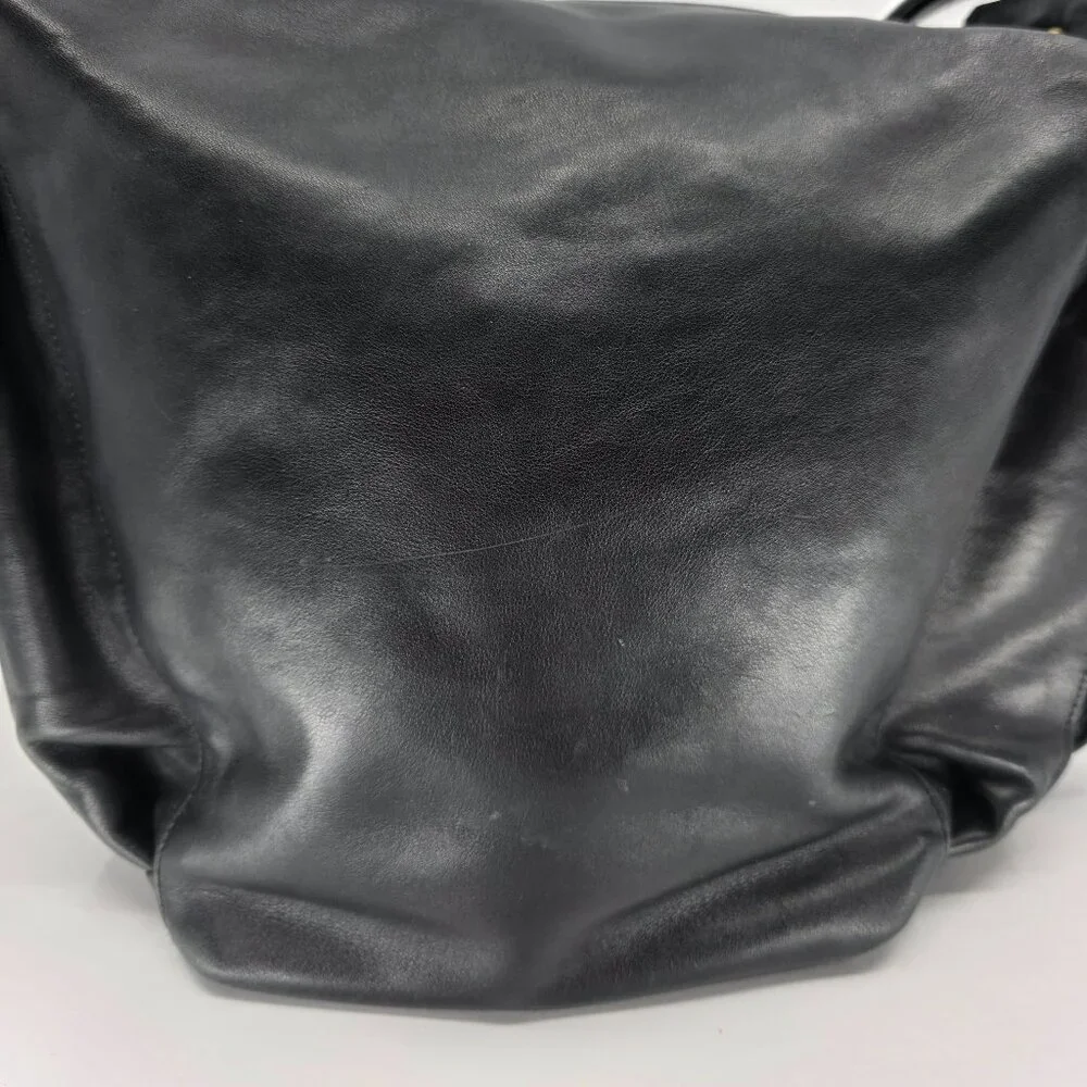 Marino Orlandi Black Leather Hobo Shoulder Bag Gold Hardware Made in Italy - Picture 9 of 16